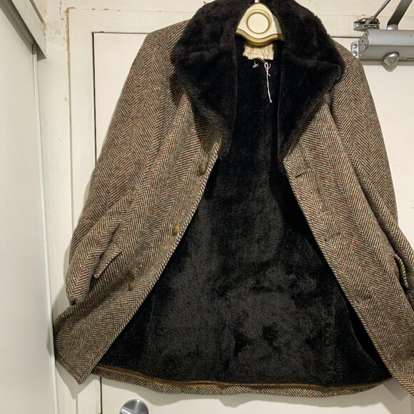 VINTAGE B ALTMAN & CO SHERPA LINED TWEED TRENCH COATS SIZE 38/S - Picture 1 of 15